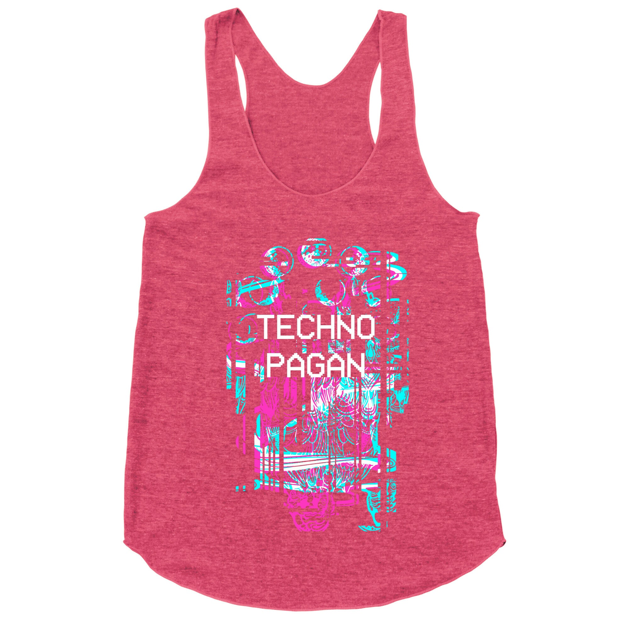 Techno Pagan Glitch Art Racerback Tank